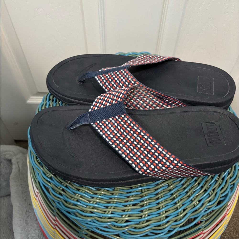 Red and White Checkered Flip Flops - Picture 2 of 5